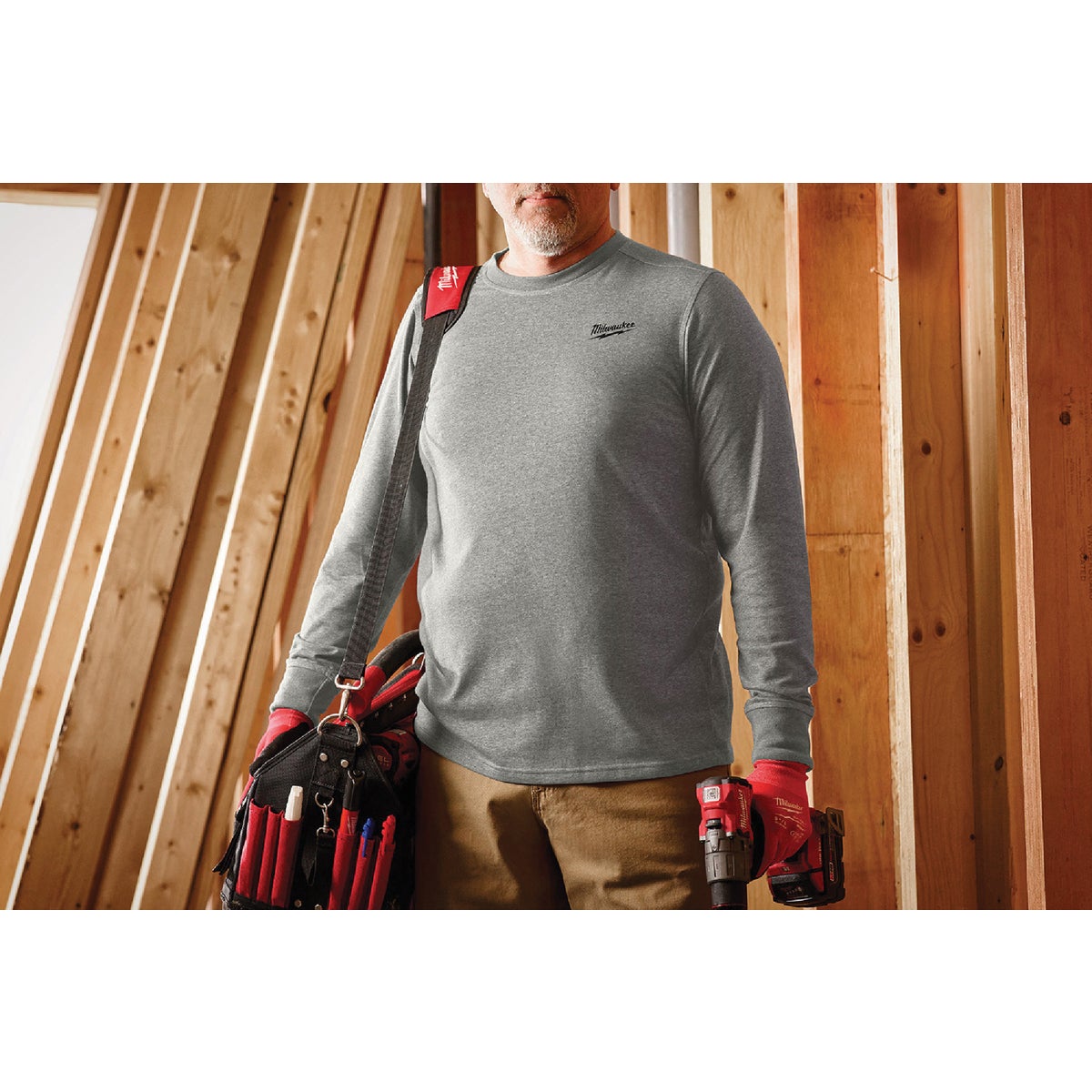Milwaukee 2XL Gray Long Sleeve Unisex Hybrid Work Shirt Image 3