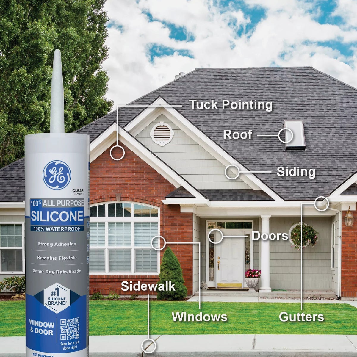 GE Window & Door All-Purpose Sealant, Clear, 10.1 Oz. Cartridge Image 3