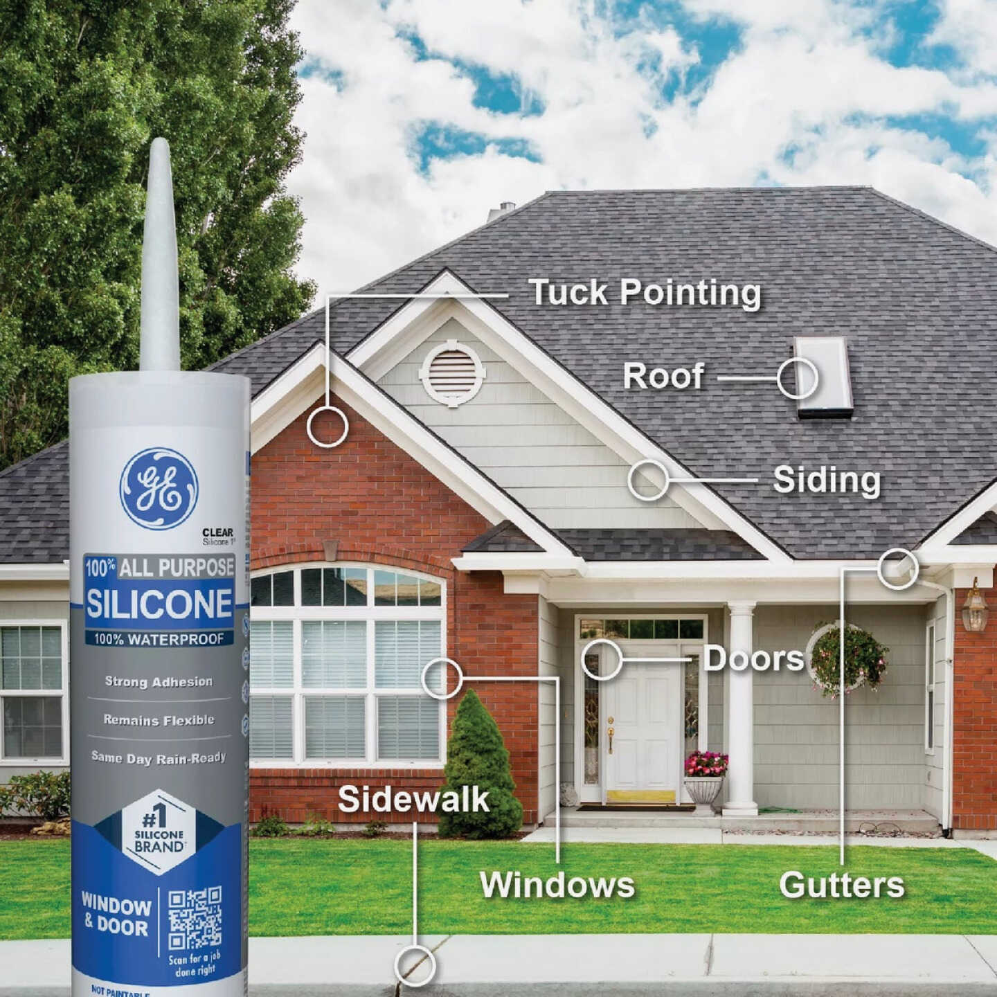 GE Window & Door All-Purpose Sealant, Clear, 10.1 Oz. Cartridge Image 3