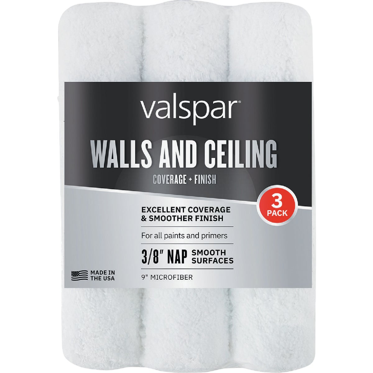 Valspar 9 In. Microfiber Walls & Ceilings Roller Covers (3-Pack) Image 1