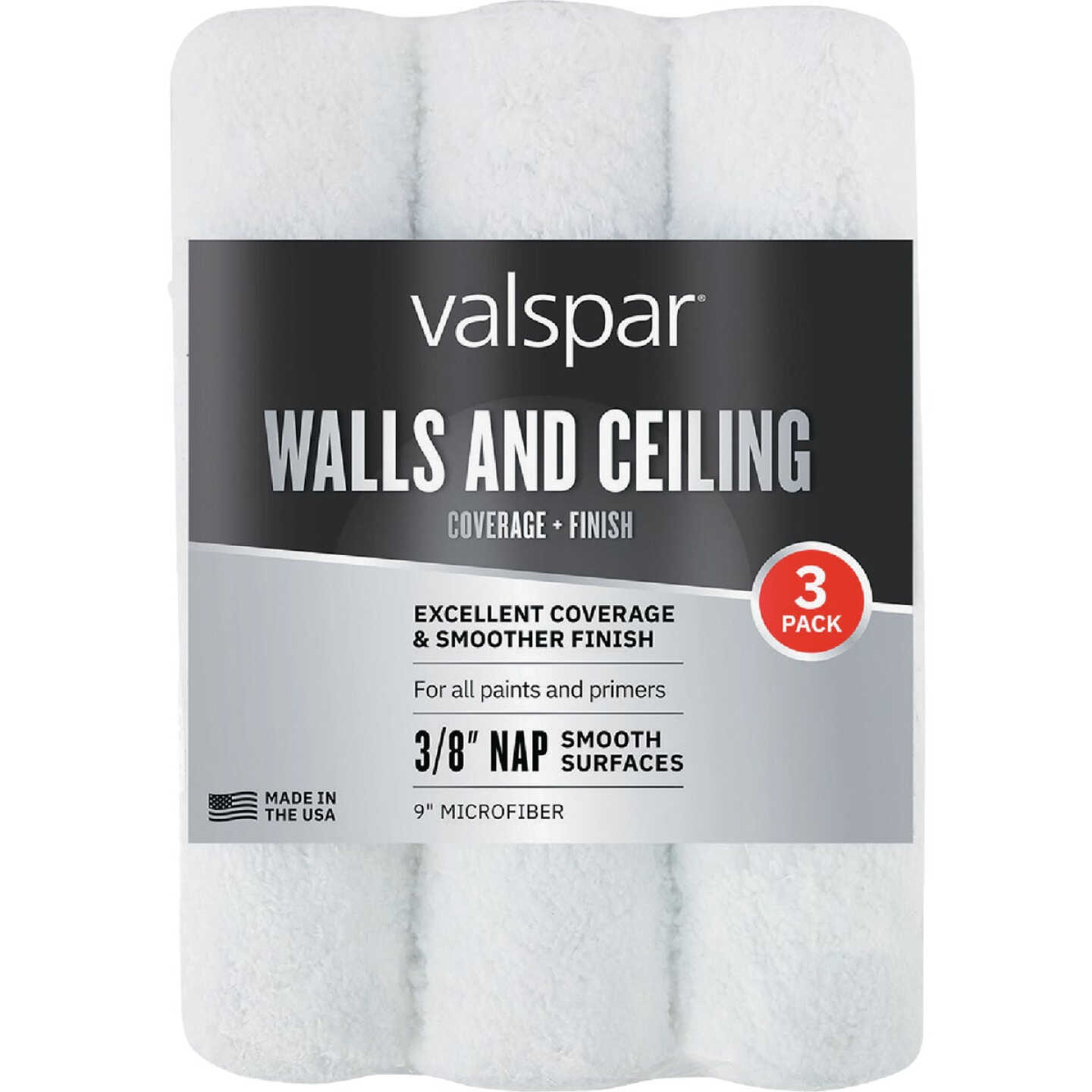 Valspar 9 In. Microfiber Walls & Ceilings Roller Covers (3-Pack) Image 1