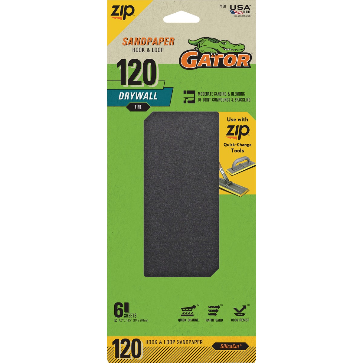 Gator Grit 120 Grit Drywall Hook & Loop Sandpaper (6-Pack)