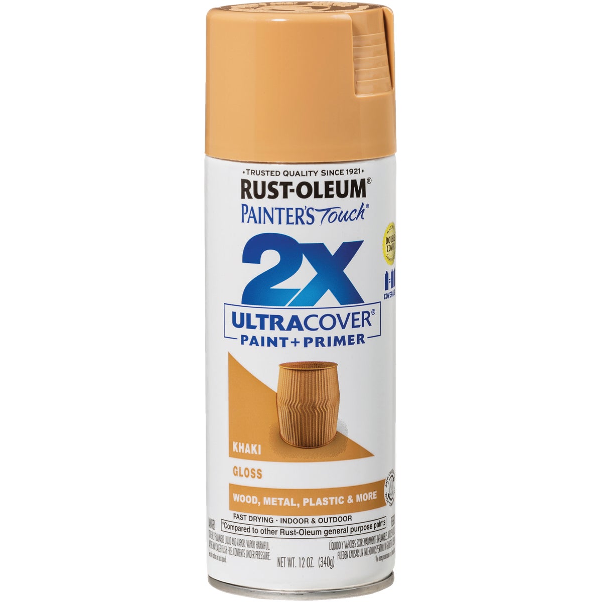 Rust-Oleum Painter's Touch 2X Ultra Cover 12 Oz. Gloss Paint + Primer Spray Paint, Khaki Image 7