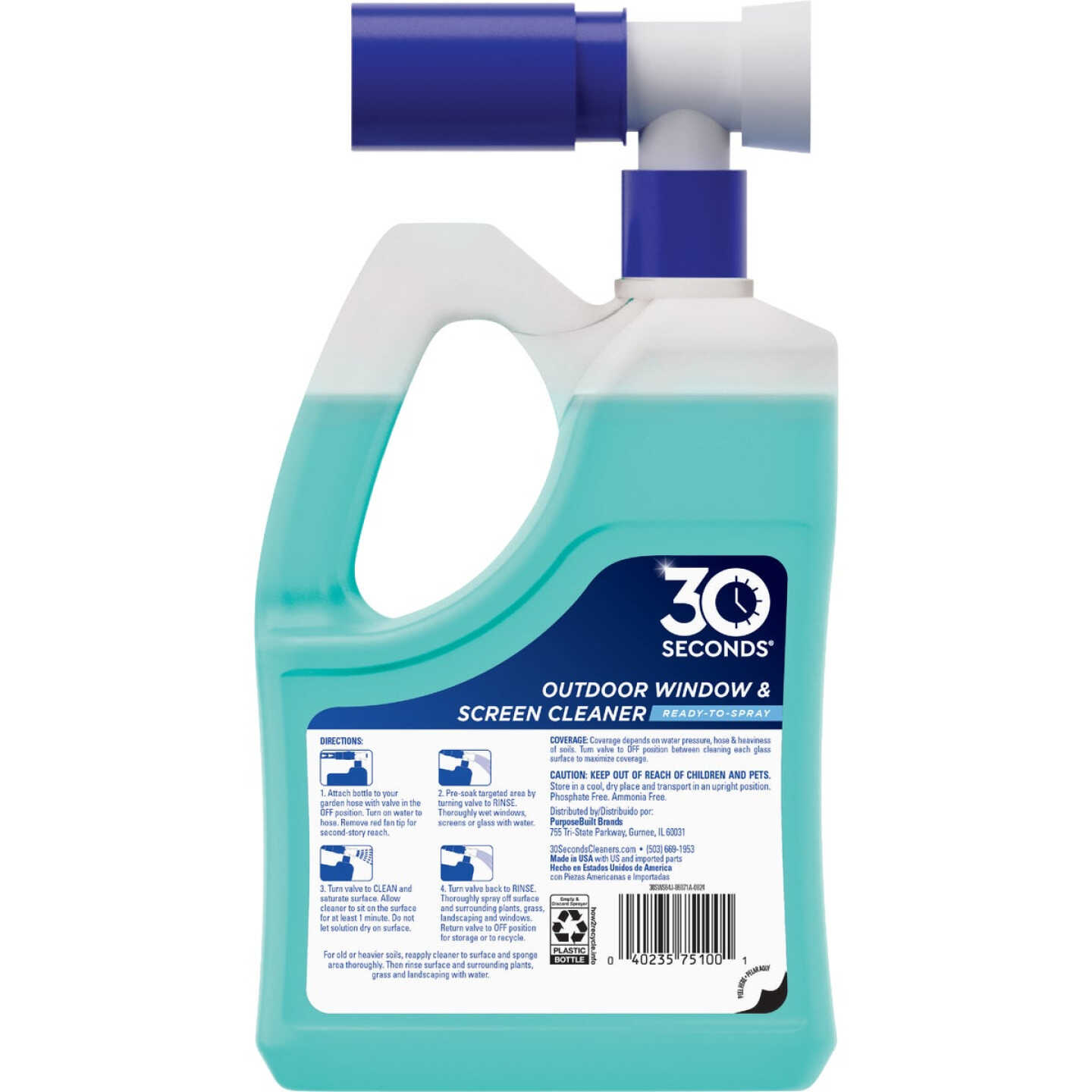 30 Seconds Outdoor Window and Screen Cleaner with Hose End, 64 Oz. Image 2