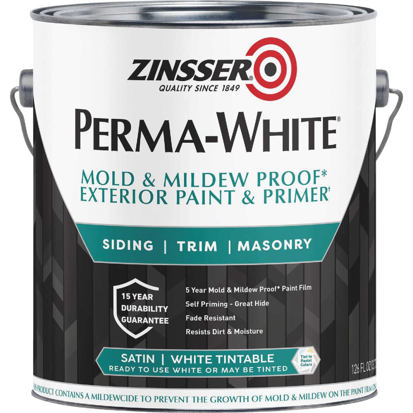 Zinsser Perma-White White-Tintable Satin Gallon Mildew Paint Image 1