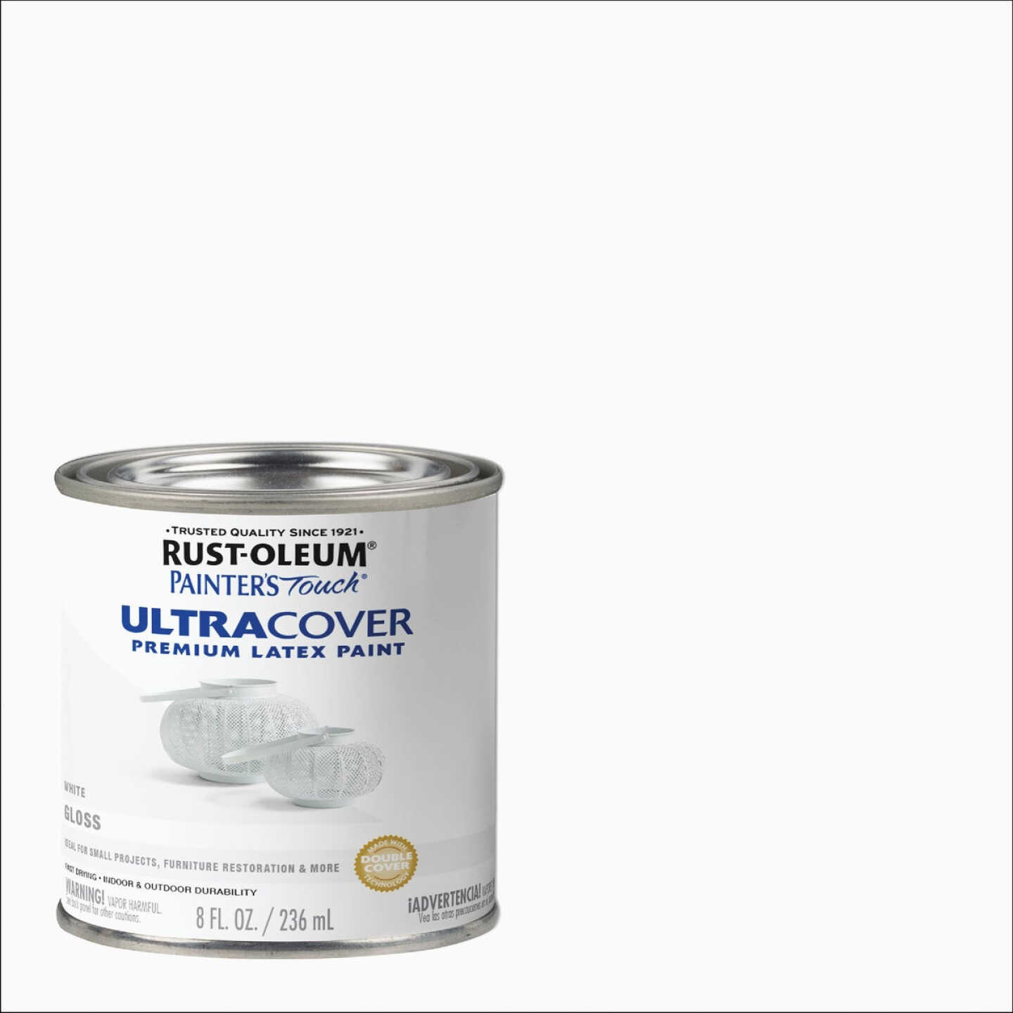 Rust-Oleum Painter's Touch 2X Ultra Cover Premium Latex Paint, White Gloss, 1/2 Pt. Image 1
