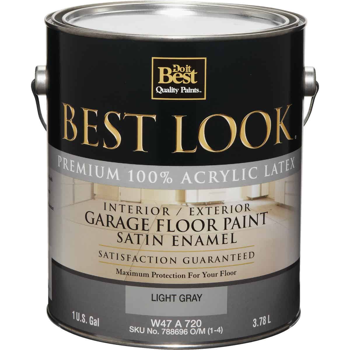 Best Look Latex Interior/Exterior Garage Floor Enamel, 1 Gal., Light Gray
