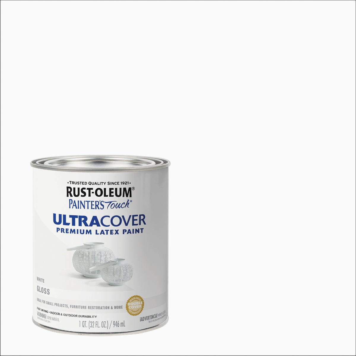 Rust-Oleum Painter's Touch 2X Ultra Cover Premium Latex Paint, White Gloss, 1 Qt. Image 1