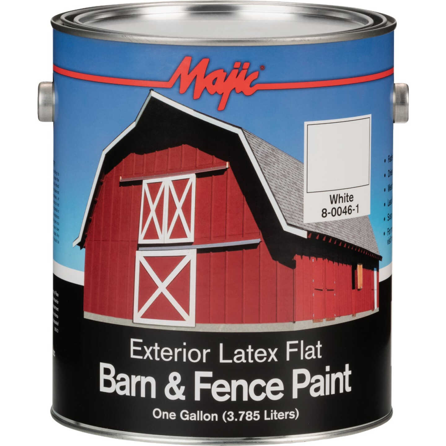 MAJIC Barn & Fence Exterior Latex Flat Paint, White, 1 Gal. Image 1