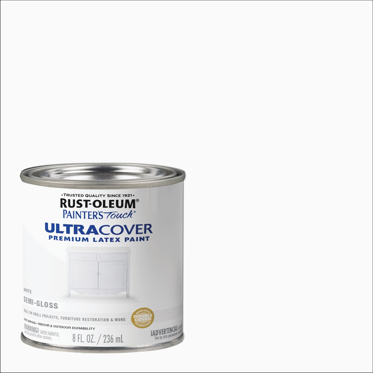 Rust-Oleum Painter's Touch 2X Ultra Cover Premium Latex Paint, White Semi-Gloss, 1/2 Pt.