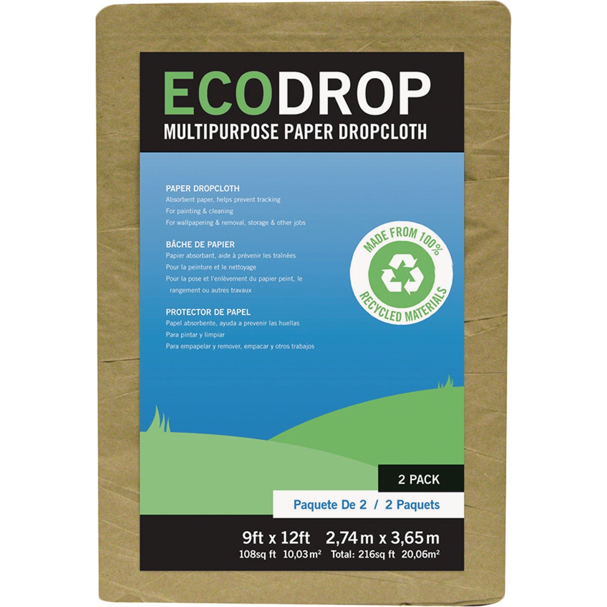 Trimaco EcoDrop 9 Ft. x 12 Ft. Paper Drop Cloth