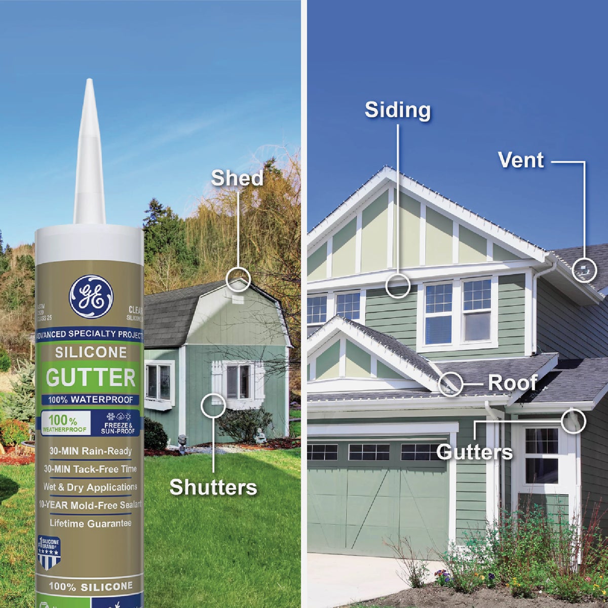 GE Gutter Silicone Advanced Speciality Products, Clear, 10.1 Oz. Cartridge Image 5