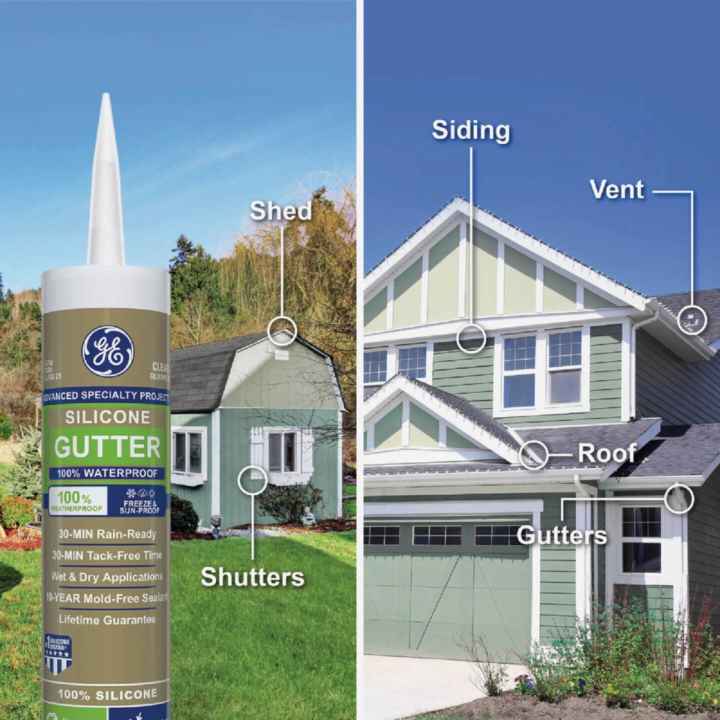 GE Gutter Silicone Advanced Speciality Products, Clear, 10.1 Oz. Cartridge Image 5