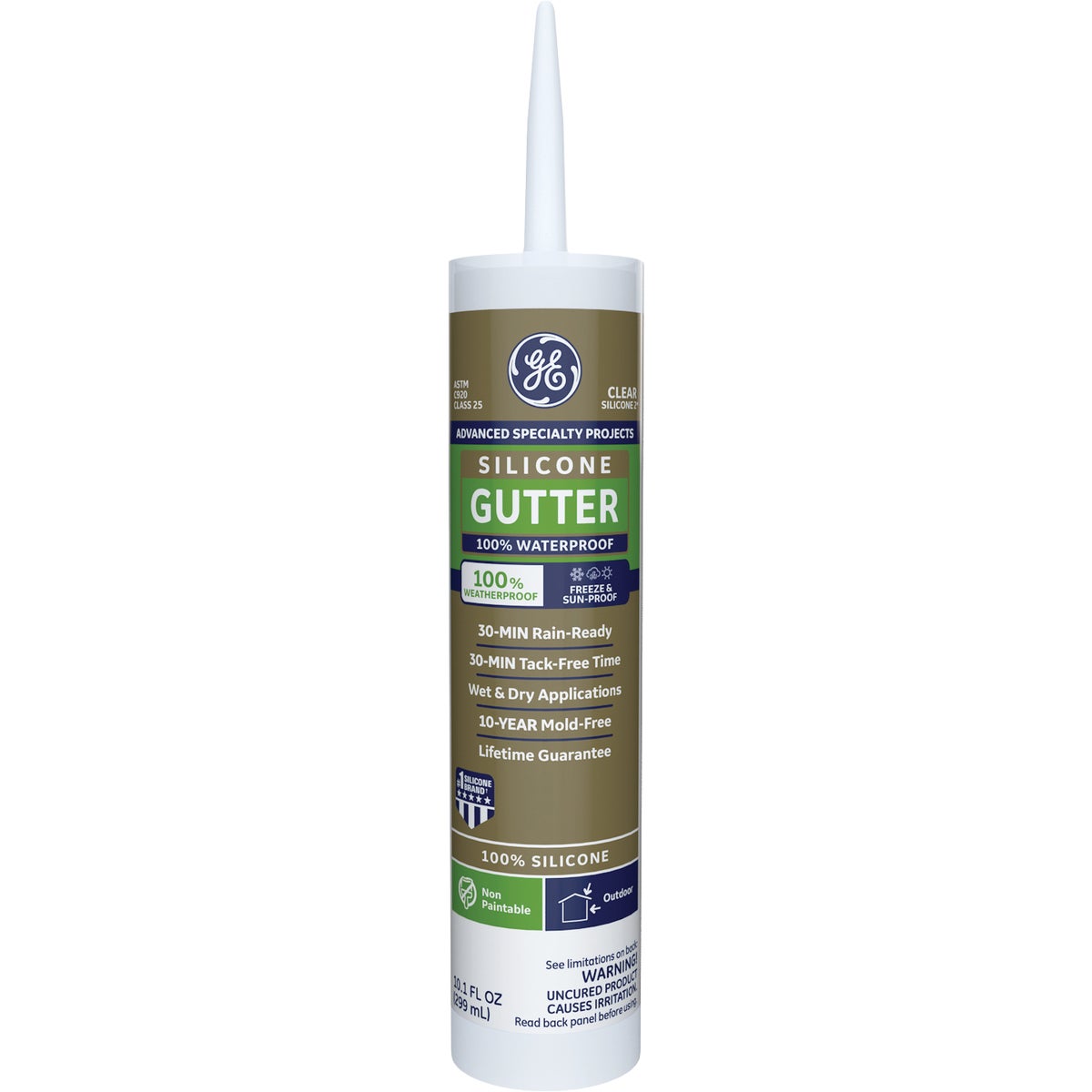 GE Gutter Silicone Advanced Speciality Products, Clear, 10.1 Oz. Cartridge Image 1