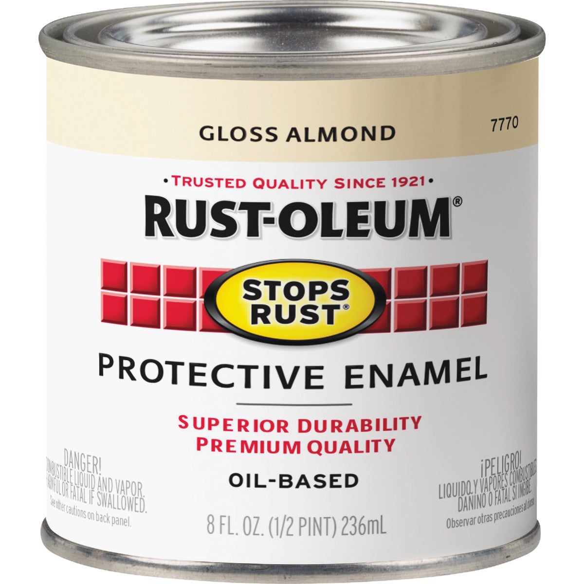 Rust-Oleum Stops Rust Oil Based Gloss Protective Rust Control Enamel, Almond, 1/2 Pt. Image 7