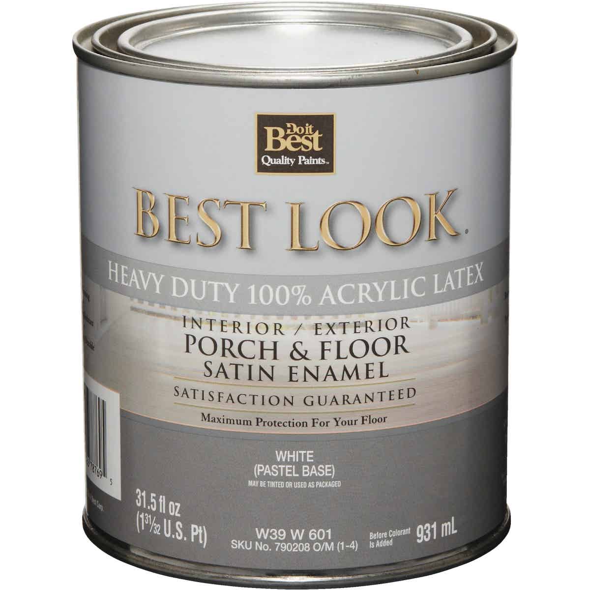 Best Look 1 Qt. White Heavy-Duty Acrylic Latex Satin Porch & Floor Enamel