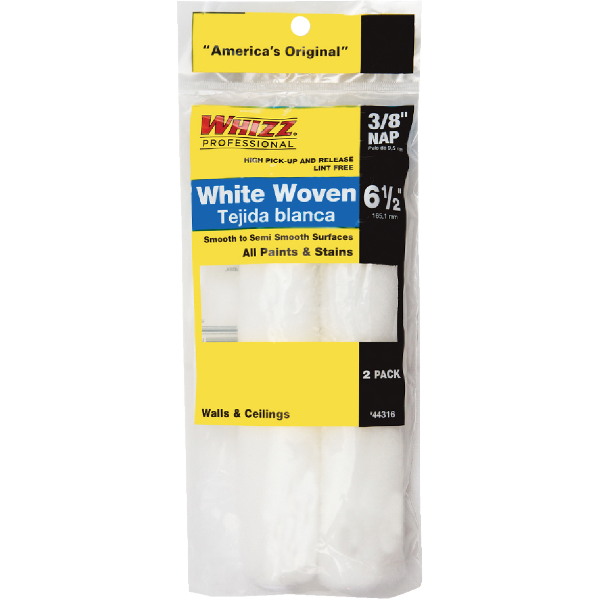 Whizz 6-1/2 In. x 3/8 In. White Woven Fabric Roller Cover (2-Pack) Image 1