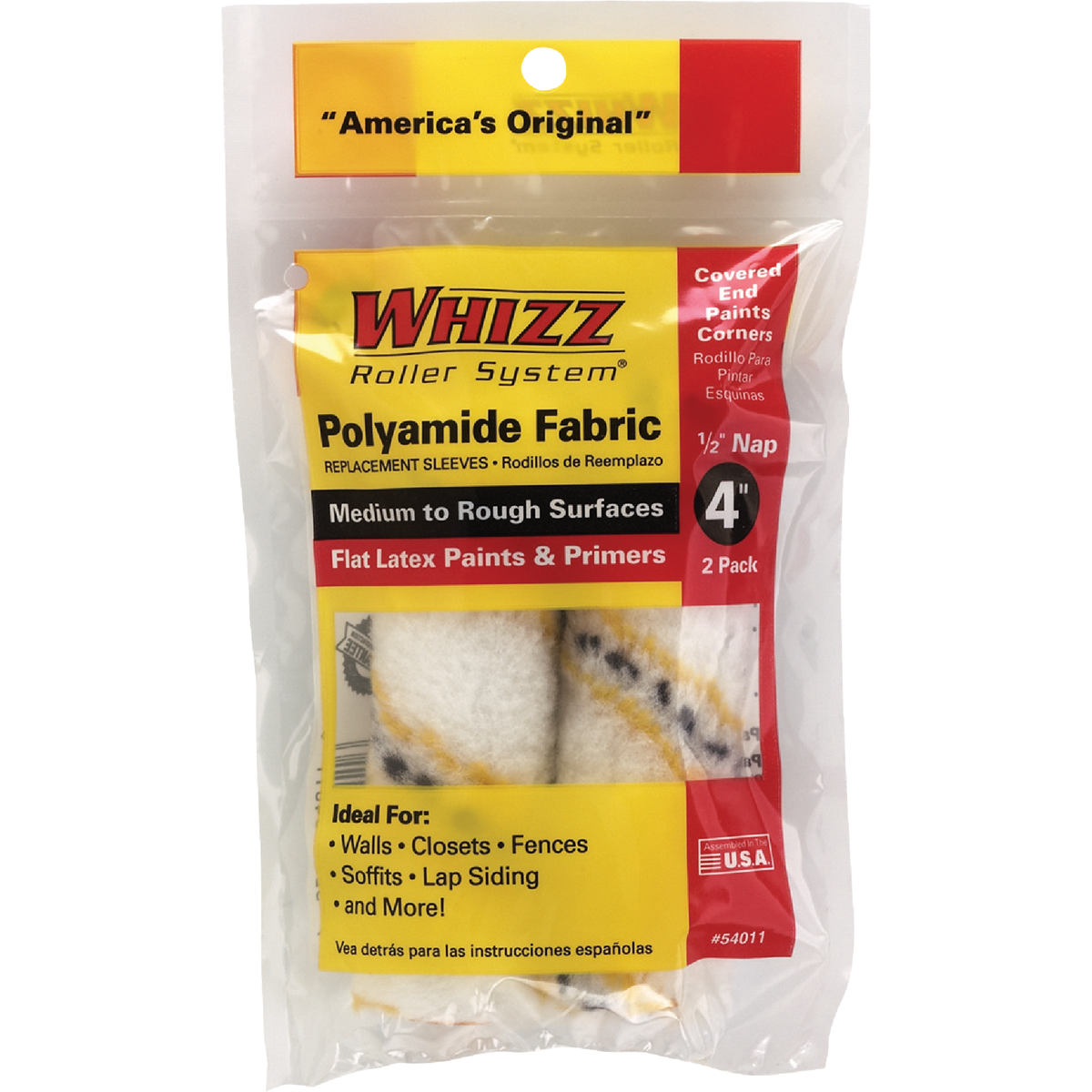 Whizz Gold Stripe 4 In. x 1/2 In. Refill Woven Fabric Roller Cover (2-Pack) Image 1