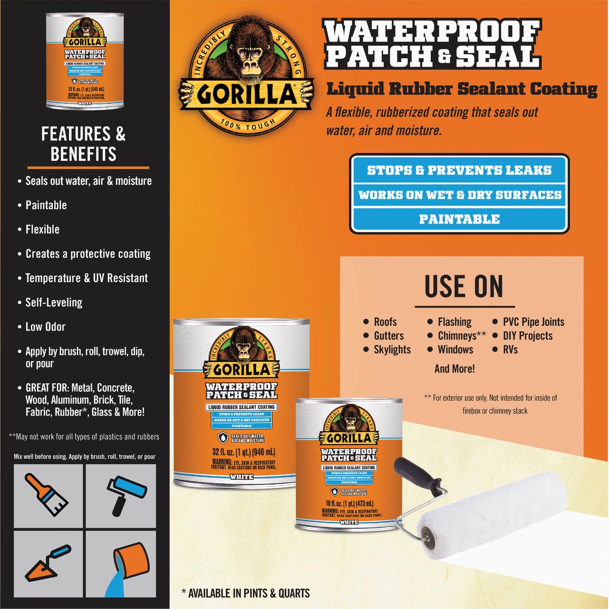 Gorilla 32 Oz. White Waterproof Patch & Seal Liquid Image 5