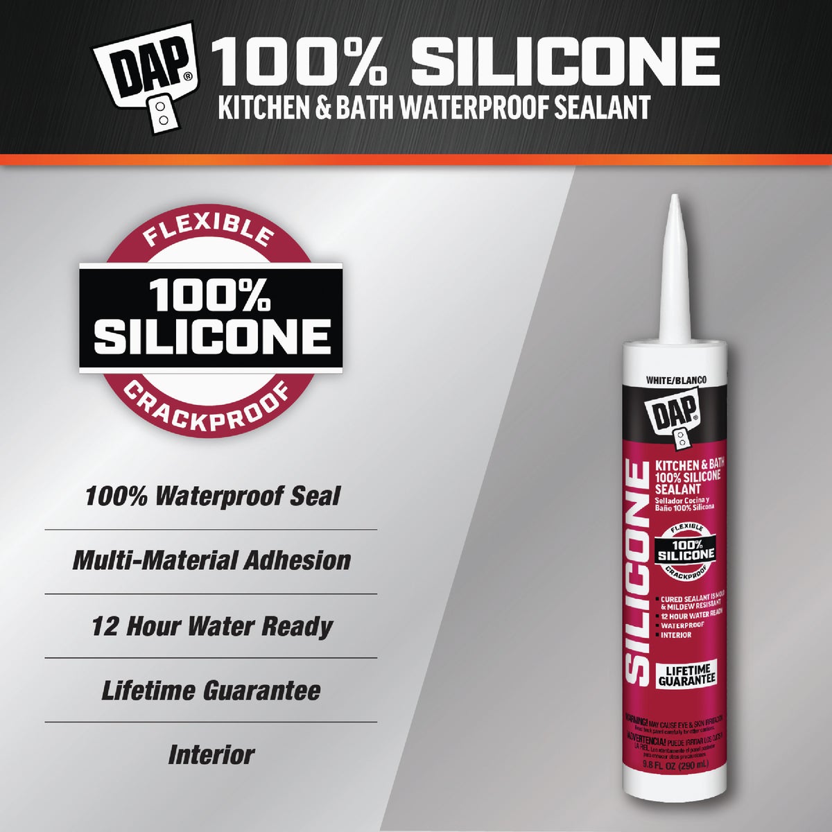 DAP 9.8 Oz. Kitchen And Bath 100% Silicone Sealant, White Image 2