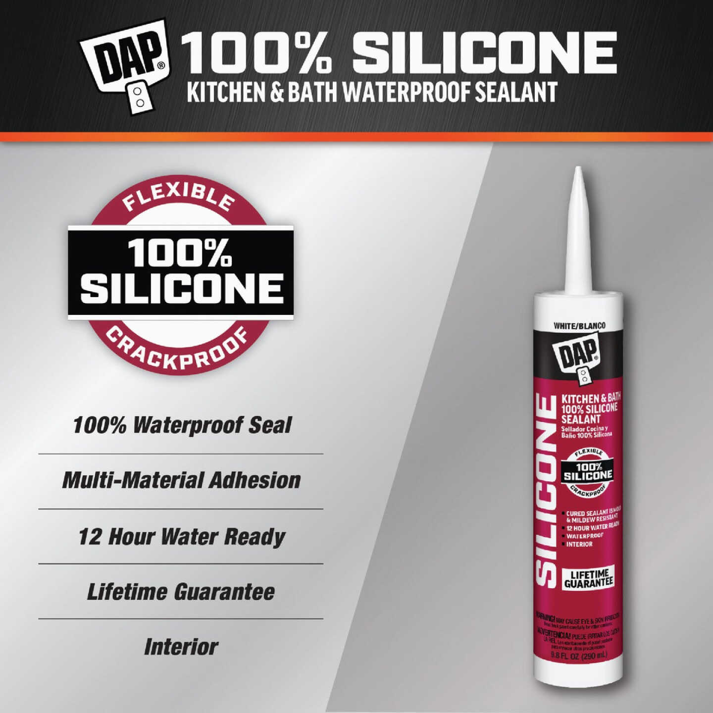 DAP 9.8 Oz. Kitchen And Bath 100% Silicone Sealant, White Image 2