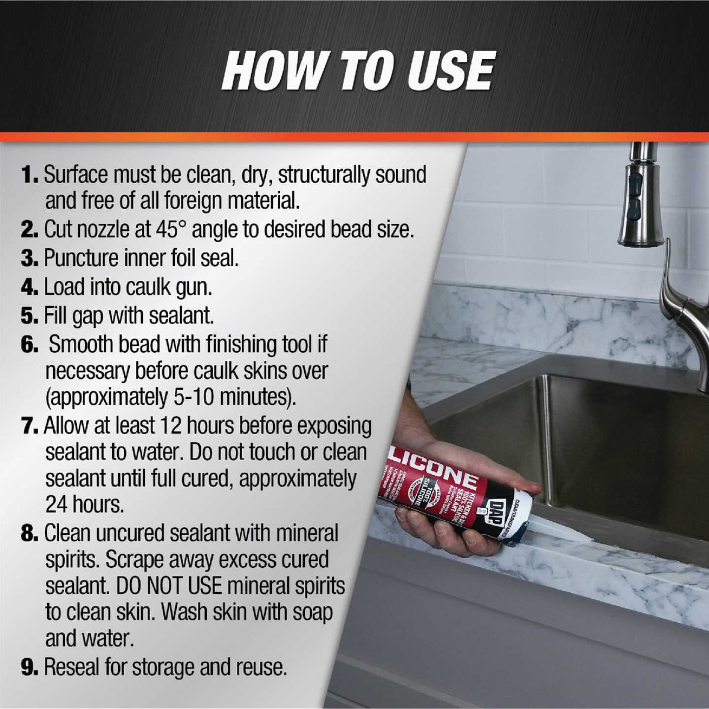 DAP 9.8 Oz. Kitchen And Bath 100% Silicone Sealant, Clear Image 3