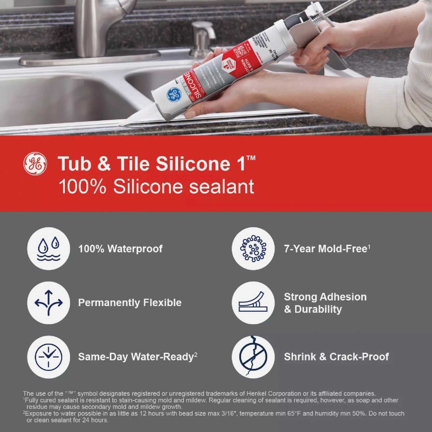 GE Silicone 1 Tub & Tile, Clear, 10.1 Oz. Cartridge Image 4