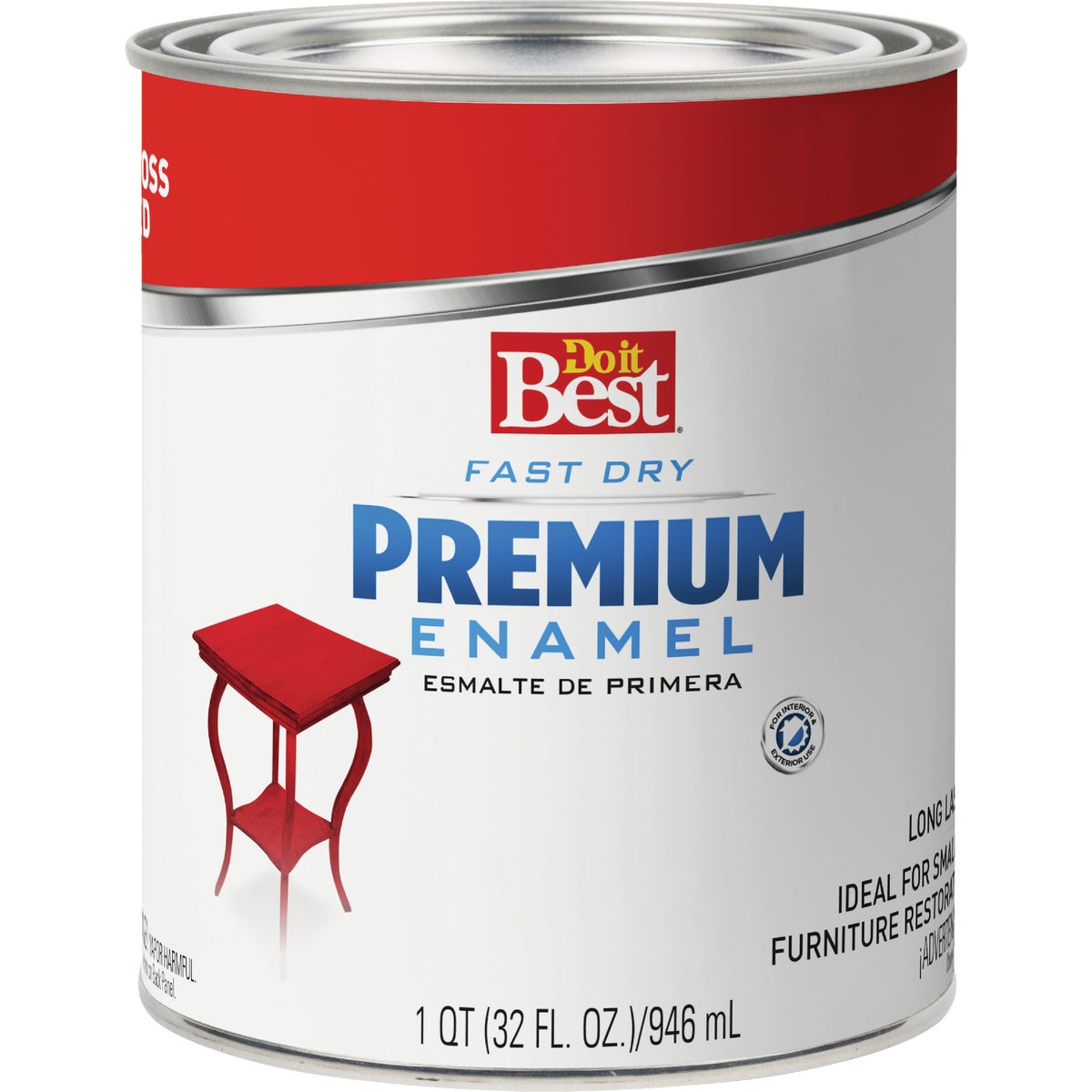 Do it Best Fast Dry Acrylic Latex Gloss Premium Enamel, Red, 1 Qt.