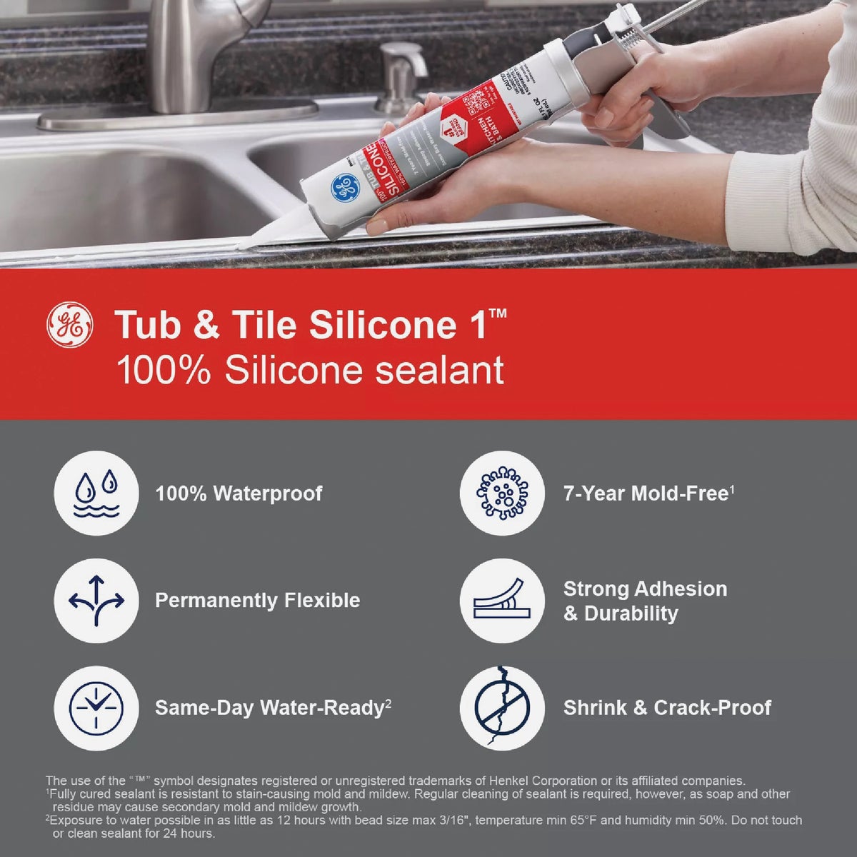 GE Silicone 1 Tub & Tile, White, 10.1  Oz. Cartridge Image 4