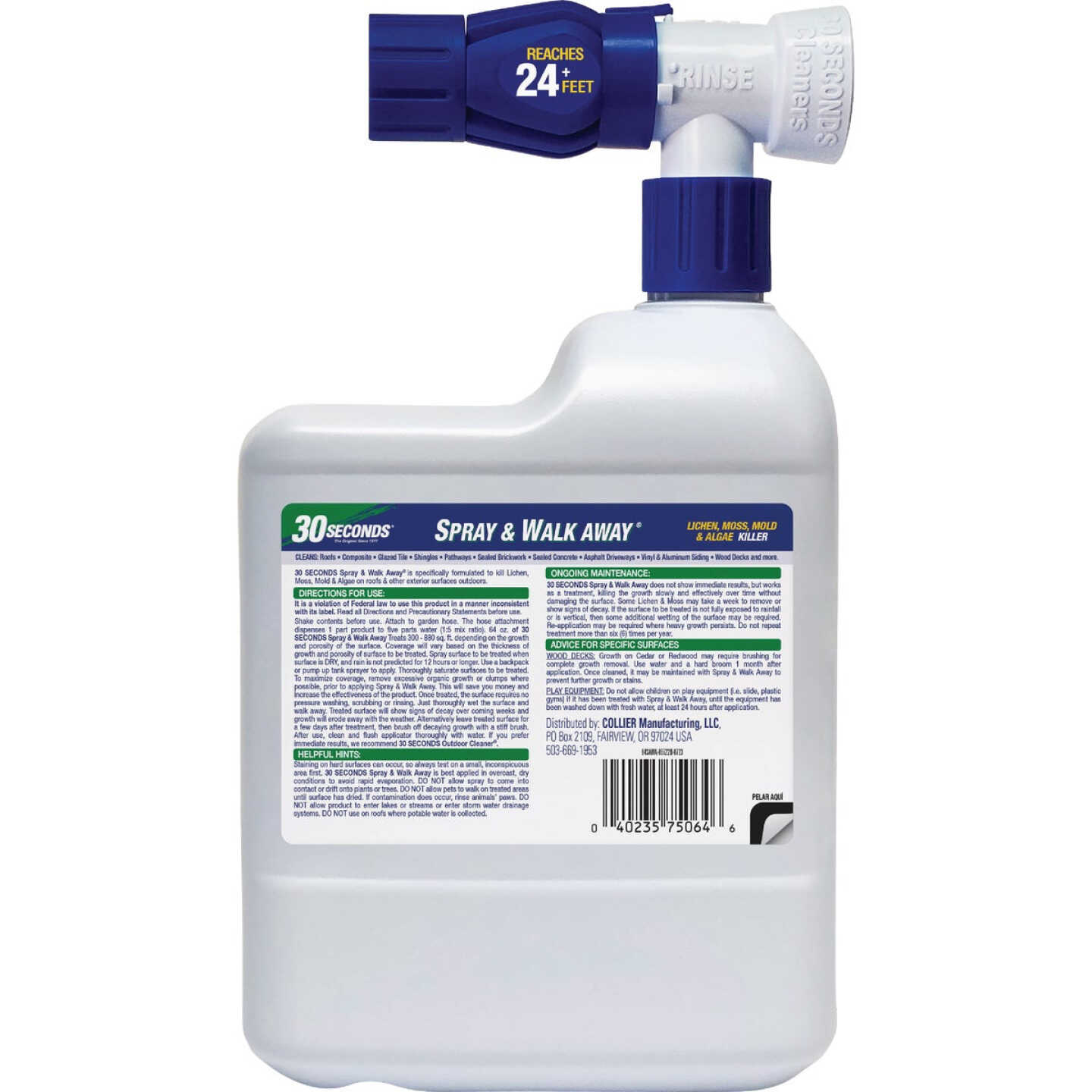 30 Seconds Spray and Walk Away Concentrate with Hose End, 64 Oz. Image 2