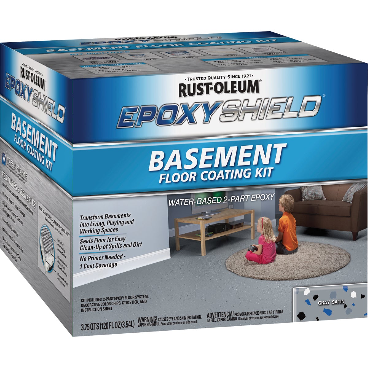 Rust-Oleum Epoxyshield 120 Oz. Satin Gray Basement Floor Coating Kit