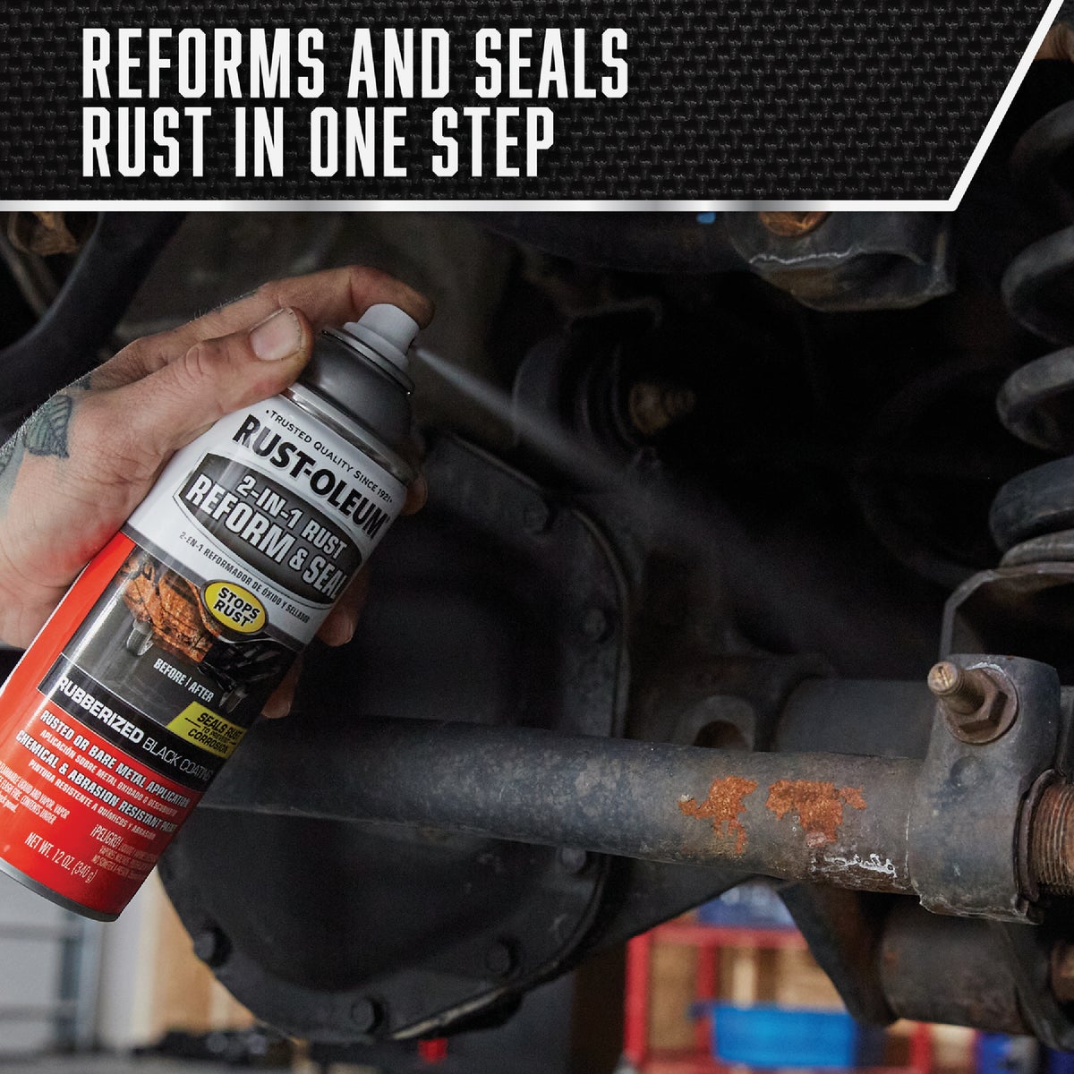 Rust-Oleum Stops Rust 2-In-1 Rust Reform and Seal Spray, 12 Oz., Black Image 3