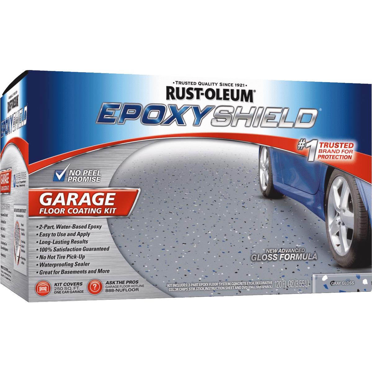 Rust-Oleum EPOXYSHIELD Low VOC Gloss Garage Floor Coating Kit, Gray, 120 Oz.