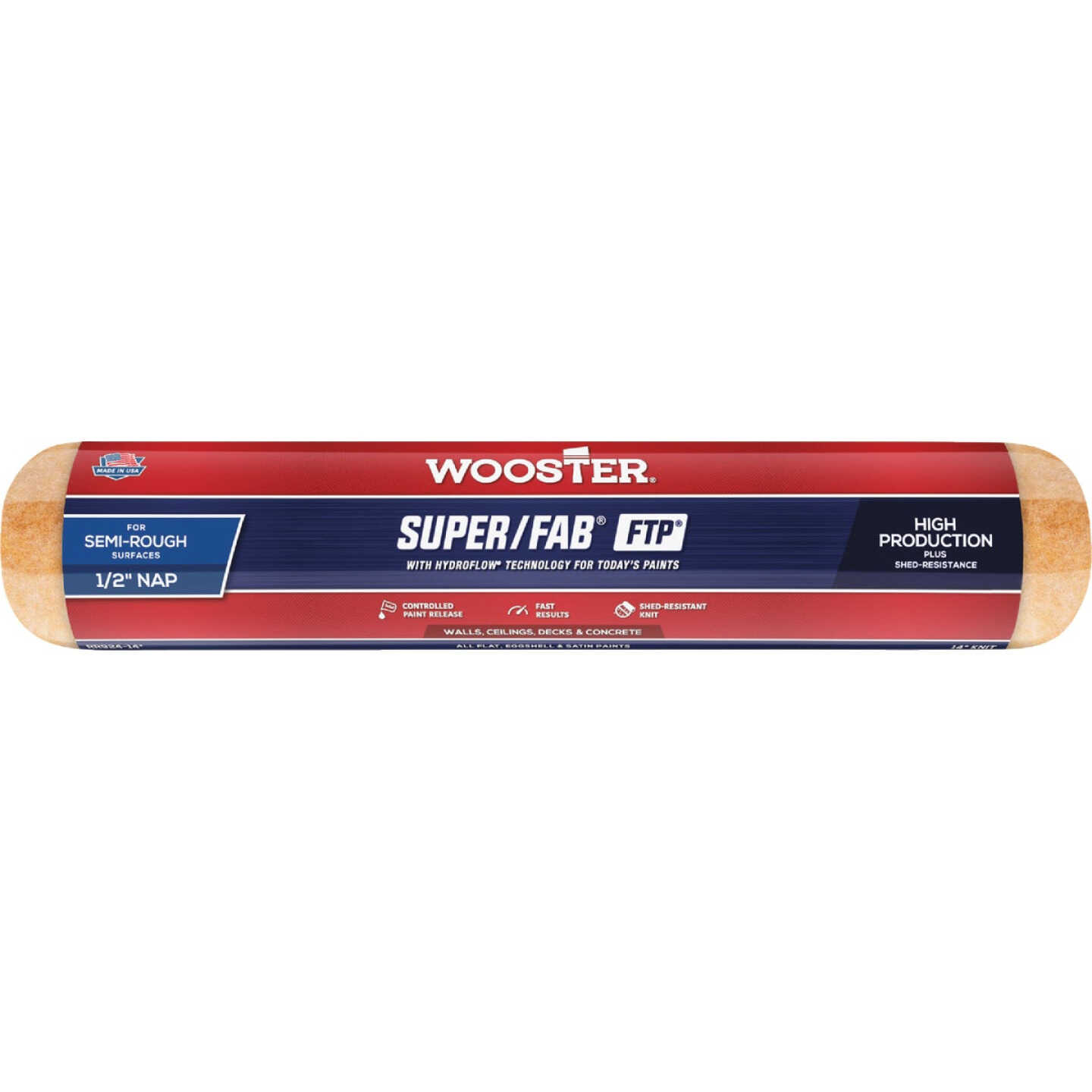 Wooster Super/Fab FTP 14 In. x 1/2 In. Knit Fabric Roller Cover Image 1