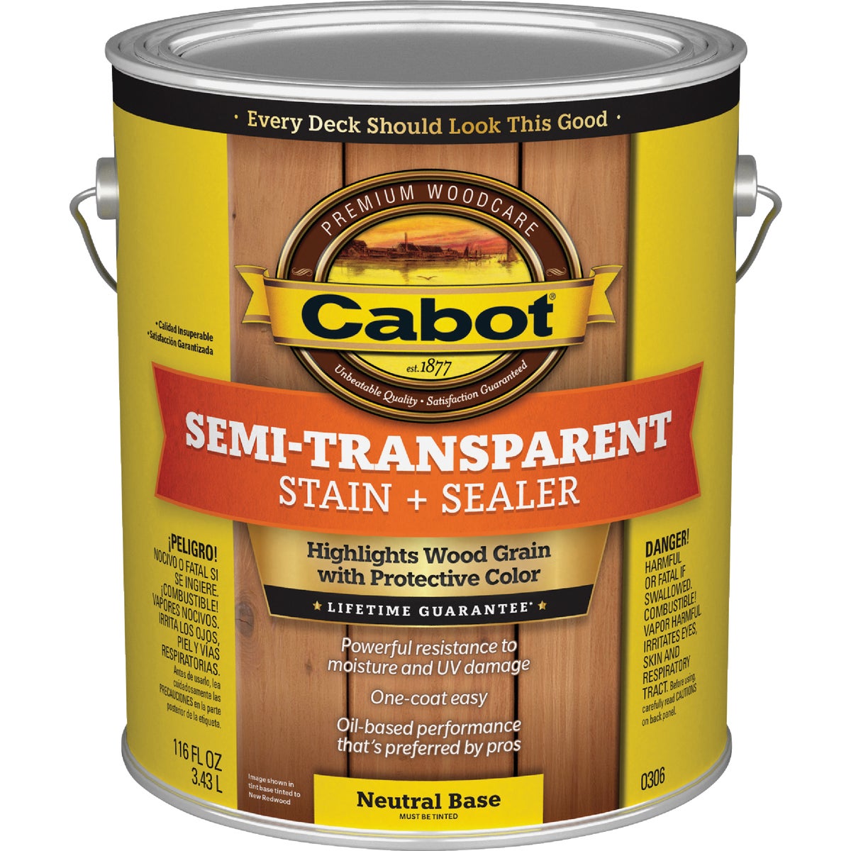 Cabot Semi-Transparent Deck & Siding Exterior Stain & Sealer, 0306 Neutral Base, 1 Gal. Image 1