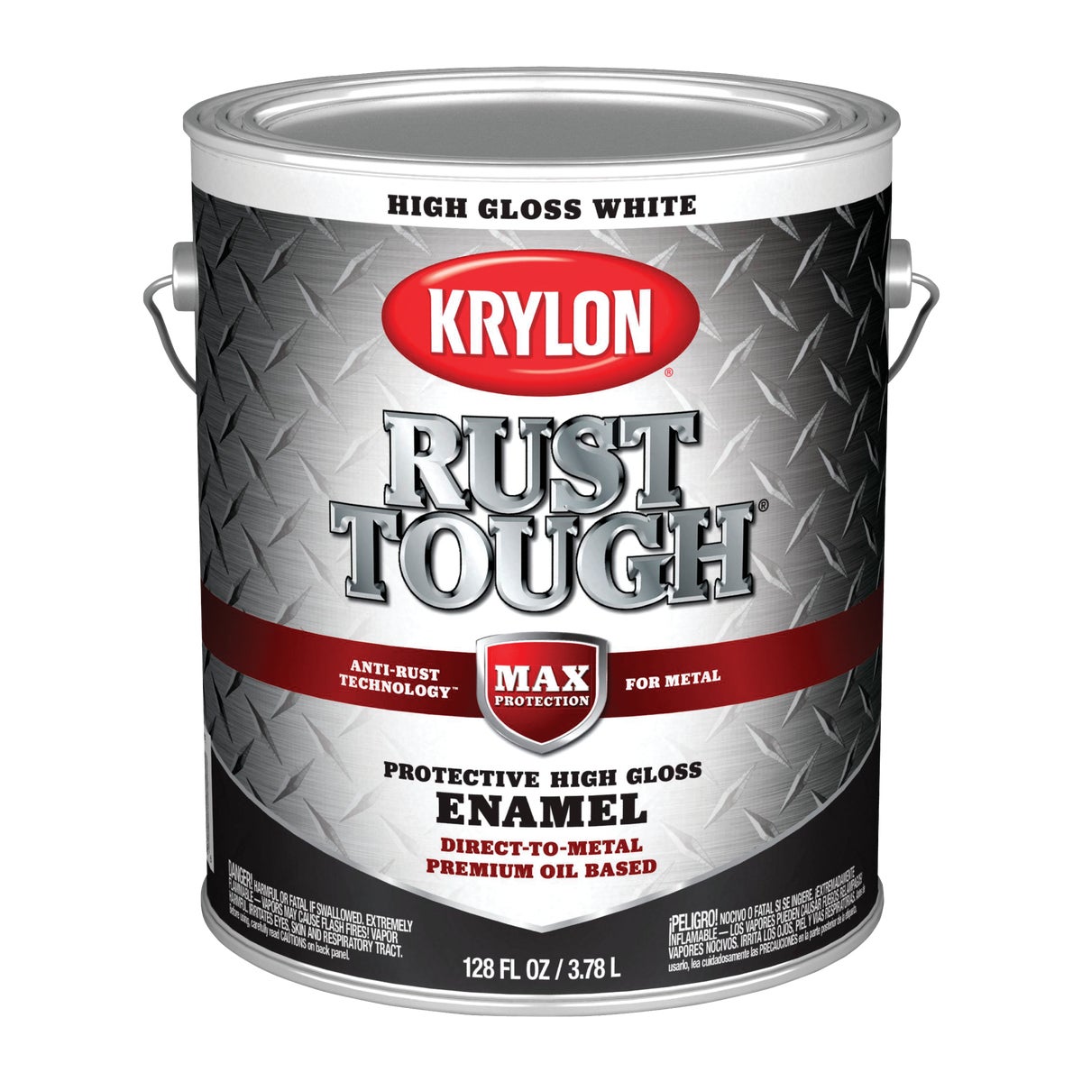 Krylon Rust Tough DTM Oil-Based Gloss Rust Control Enamel, White, 1 Gal.