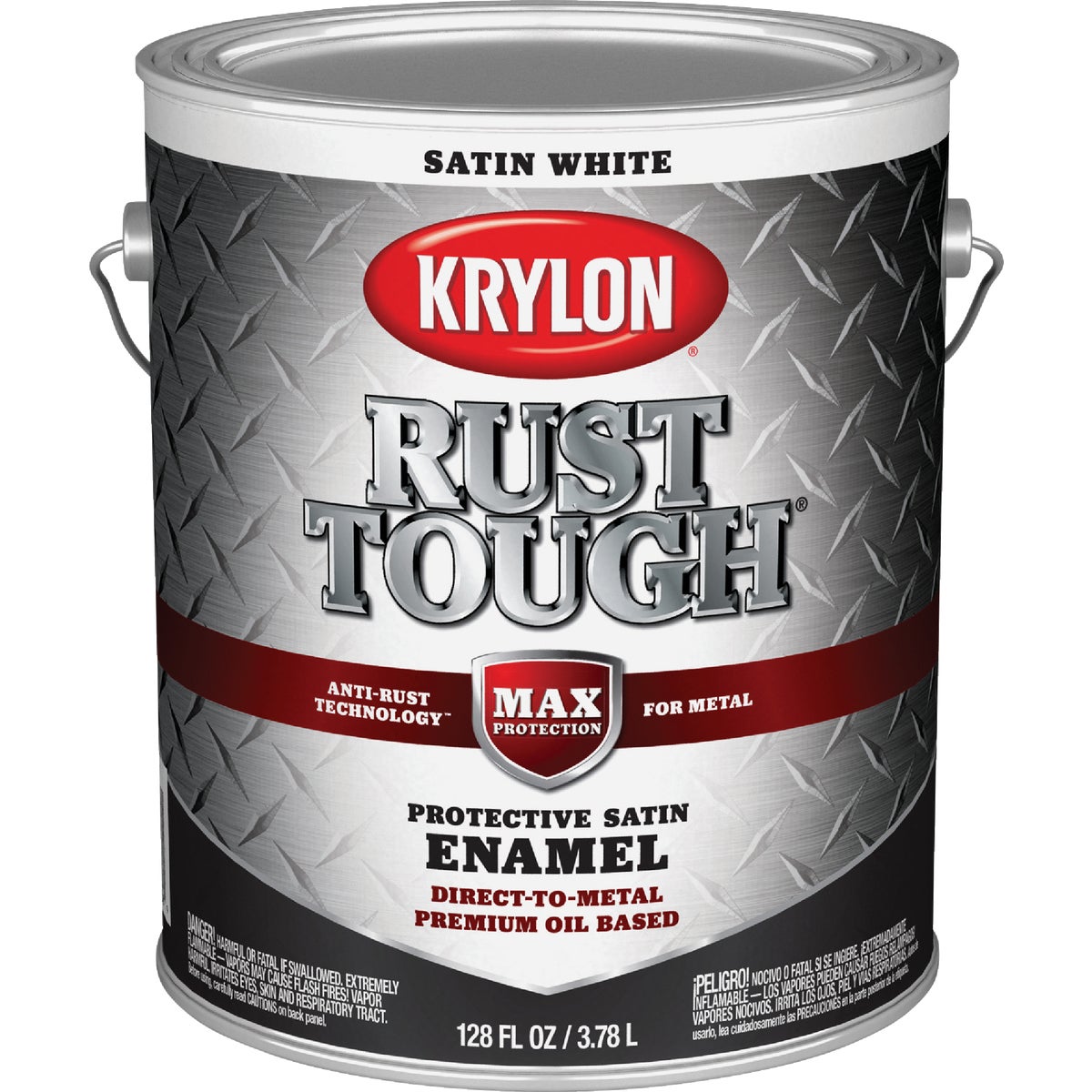 Krylon Rust Tough DTM Oil-Based Satin Rust Control Enamel, White, 1 Gal.