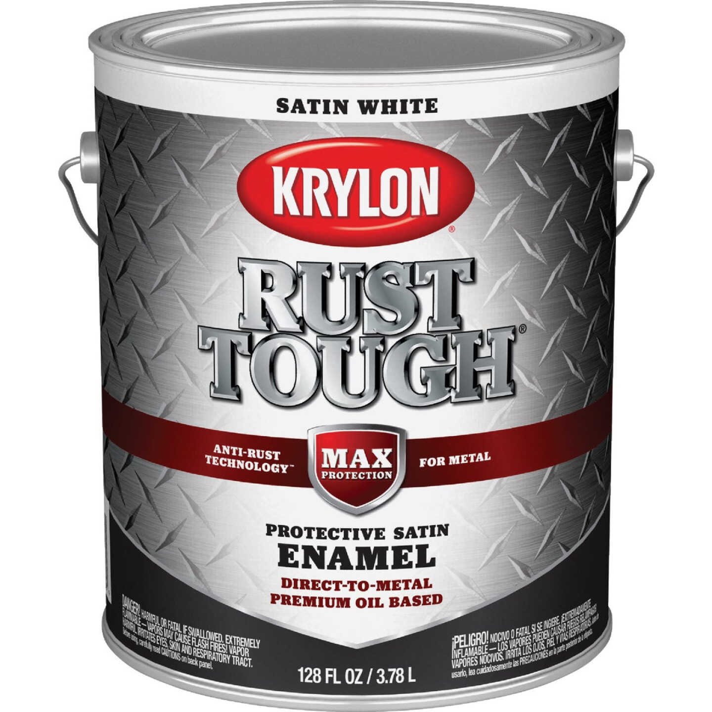 Krylon Rust Tough DTM Oil-Based Satin Rust Control Enamel, White, 1 Gal. Image 1