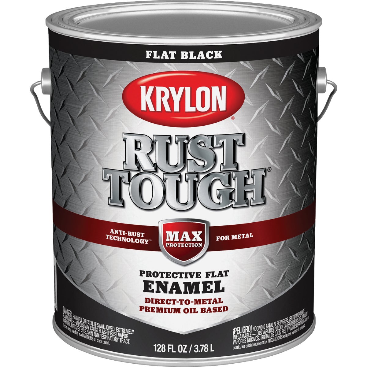 Krylon Rust Tough DTM Oil-Based Flat Rust Control Enamel, Black, 1 Gal.