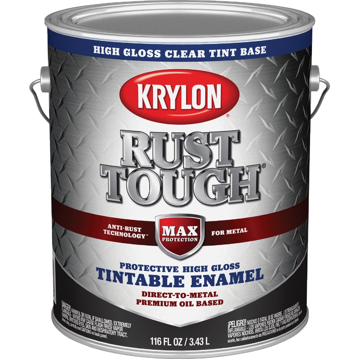 Krylon Rust Tough DTM Oil-Based Gloss Rust Control Enamel, Clear Base, 1 Gal.