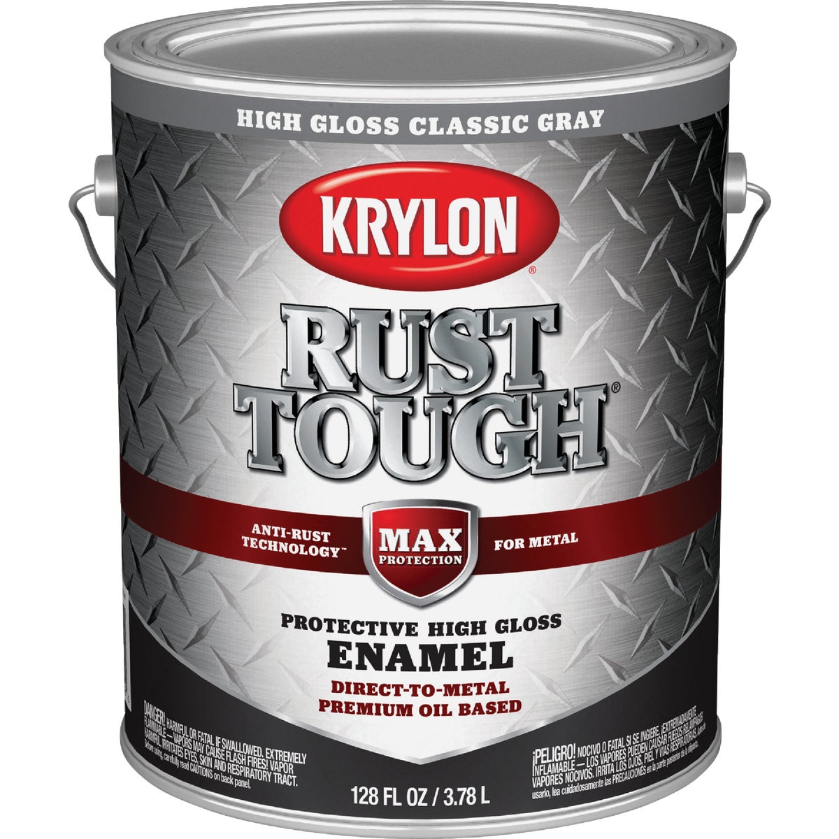 Krylon Rust Tough DTM Oil-Based Gloss Rust Control Enamel, Gray, 1 Gal.