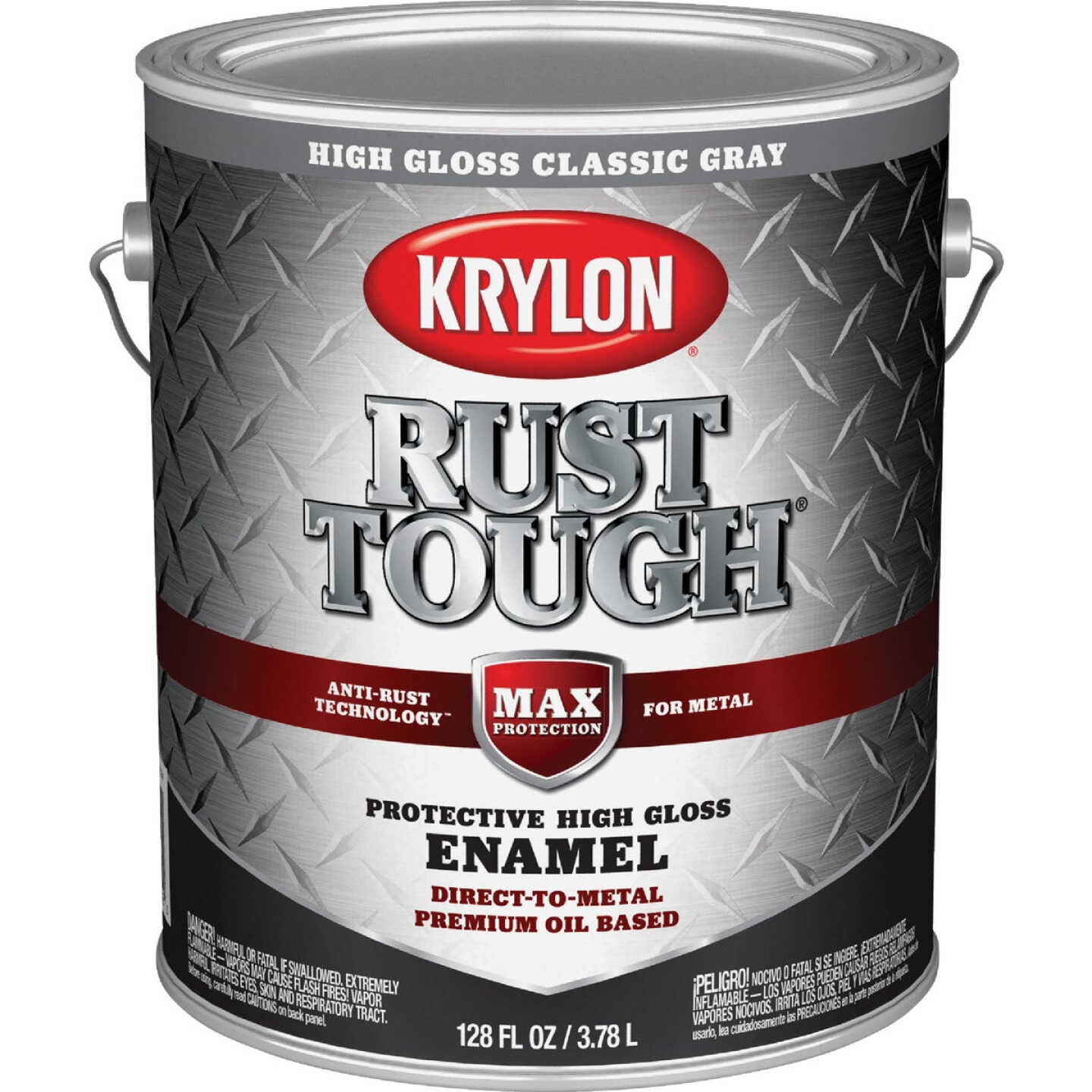 Krylon Rust Tough DTM Oil-Based Gloss Rust Control Enamel, Gray, 1 Gal. Image 1