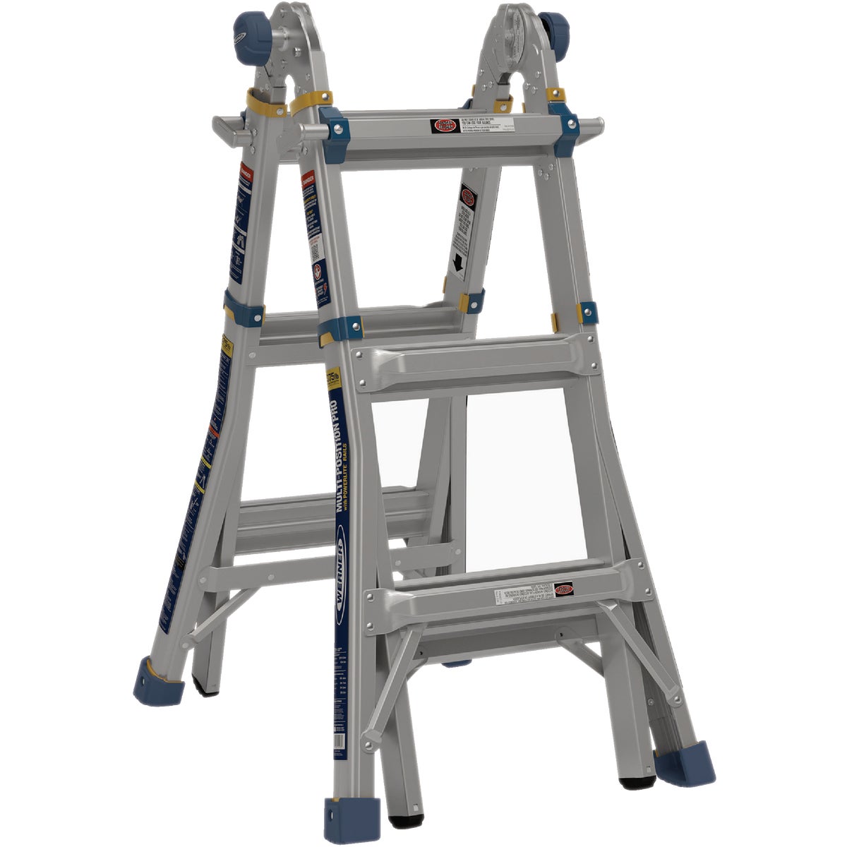 Werner 14 Ft. Aluminum Multi-Position Telescoping Ladder with 375 Lb. Load Capacity Type IAA Ladder Rating
