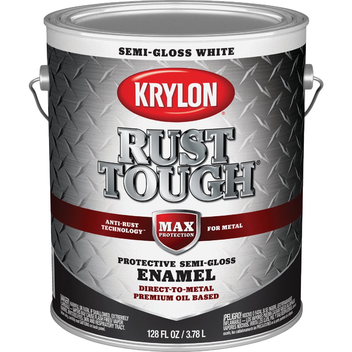 Krylon Rust Tough DTM Oil-Based Semi-Gloss Rust Control Enamel, White, 1 Gal.