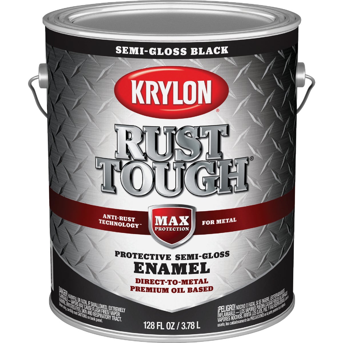 Krylon Rust Tough DTM Oil-Based Semi-Gloss Rust Control Enamel, Black, 1 Gal.
