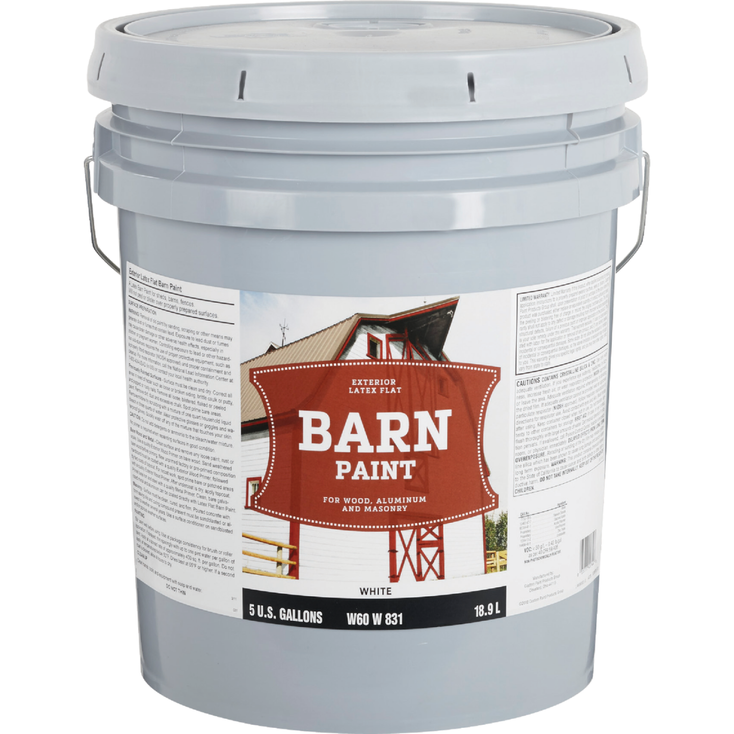 Do it Best Latex Flat Exterior Barn Paint, White, 5 Gal. Image 1