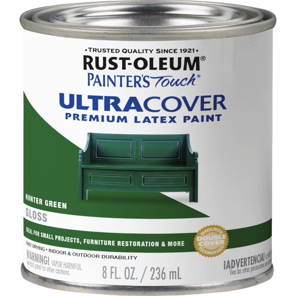 Rust-Oleum Painter's Touch 2X Ultra Cover Premium Latex Paint, Gloss Hunter Green, 1/2 Pt. Image 7