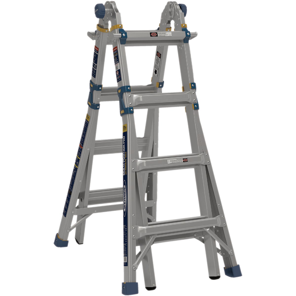 Werner 18 Ft. Aluminum Multi-Position Telescoping Ladder with 375 Lb. Load Capacity Type IAA Ladder Rating