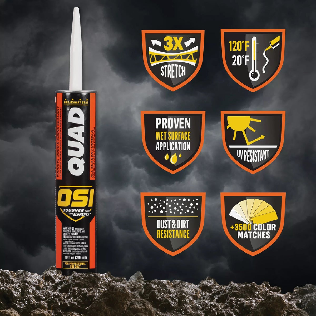 OSI QUAD 10 Oz. Window, Door & Siding Polymer Sealant, Black Image 5