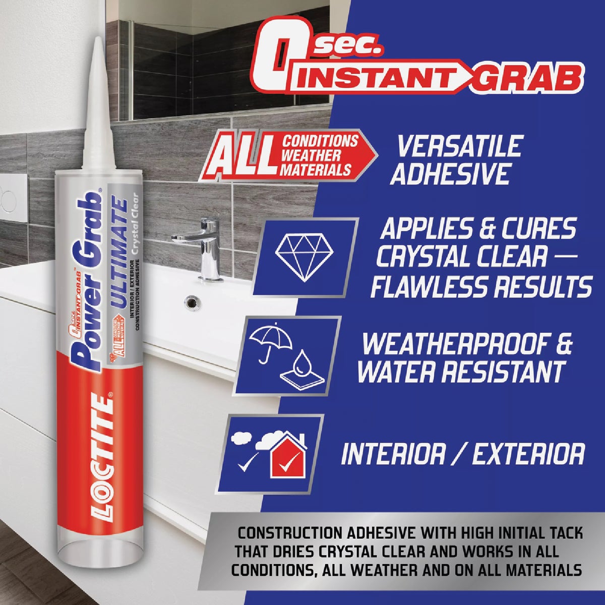 LOCTITE Power Grab 9 Oz. Crystal Clear Ultimate Construction Adhesive Image 5